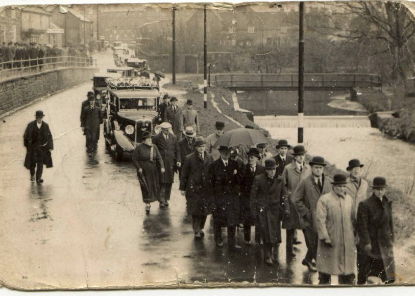 The funeral procession of Mr Petch (Father of Donald) passing the point on the river where he drowned trying to save his son.